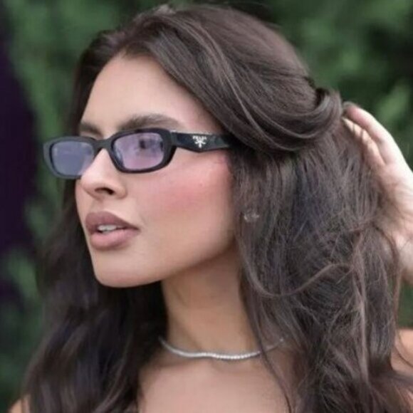 Prada PRB06S 16K08N Sunglasses Black Rectangle Frame, Clear Lenses - Picture 4 of 9